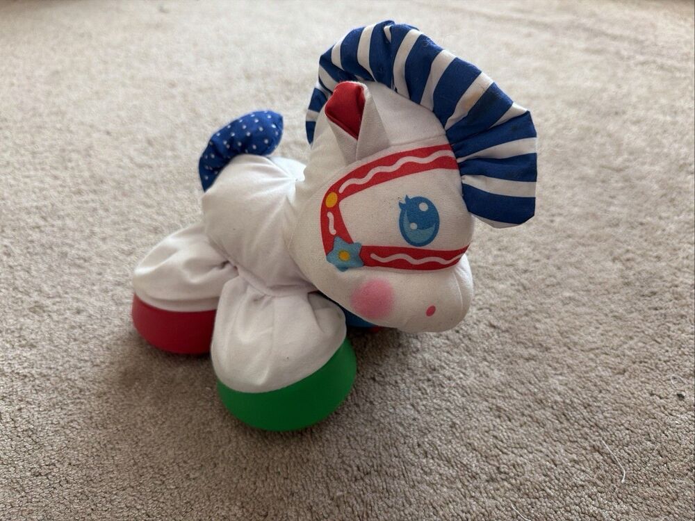 Vtg Fisher Price Playtime Pony Plush Baby Toy Activity Feet Rattle Horse 1994